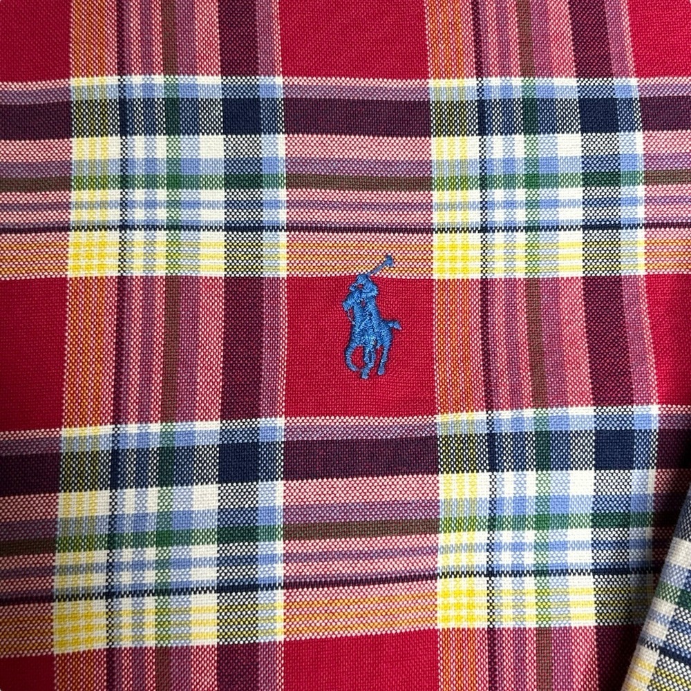 Vtg Ralph Lauren Shirt Mens XL Pink‎ Muliti Plaid Classic Fit 100% Cotton Preppy